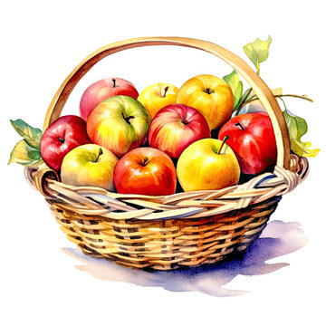 A Basket of Apples: A Watercolor Illustration