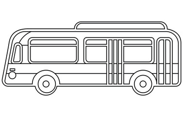 City bus. Editable outline sketch icon, bus driving on road vector illustration in line art style