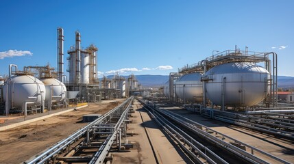 Fototapeta na wymiar Petrochemical Majesty: Chemical Storage Tanks
