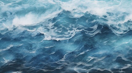 Abstract blue sea water with white foam for background, nature background concept.