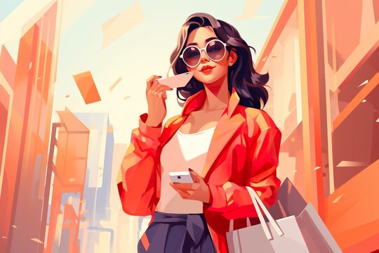 Digital shopping asistent girl
