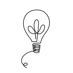 Continuous one line art vector light bulb illustration