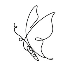 Continuous one line art vector Butterfly illustration
