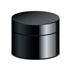 Round Glossy Black Plastic Cosmetic Jar with Cream Lid