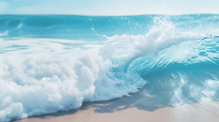 Spienione fale morskie na piaszczystym wybrzeżu. Idealne dla surferów - obrazy, fototapety, plakaty