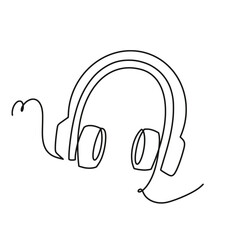 Continuous one line art vector headphone illustration