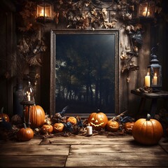halloween pumpkin on a table, generative ai 