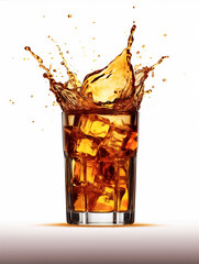 Splatted drinks and ice cubes,created with generative ai tecnology.