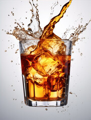 Splatted drinks and ice cubes,created with generative ai tecnology.