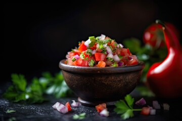 Fresh salsa with vegetables and herbs