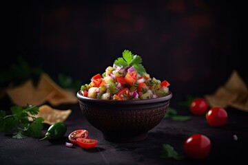 Fresh salsa with vegetables and herbs