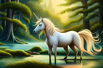 white horse in the forest
