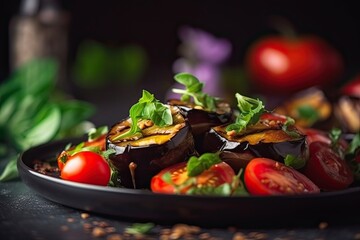  Grilled eggplant and tomato salad