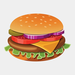 hamburger vector icon isolated on white background