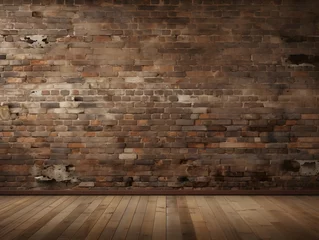 Papier Peint photo autocollant Mur de briques old brick wall and wooden floor