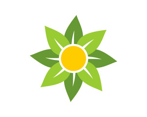 Circular leaf with sun in the middle vector