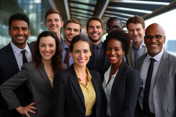 Group of interracial businesspeople in an office