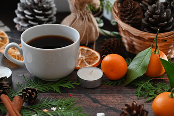 New Year's card with a coffee cup