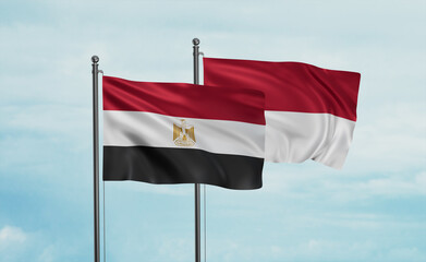 Indonesia and Egypt flag