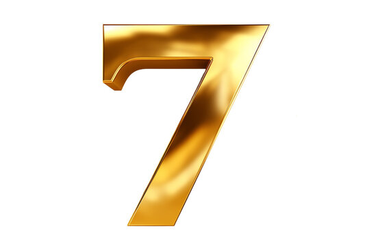 Number 7 gold on transparent background