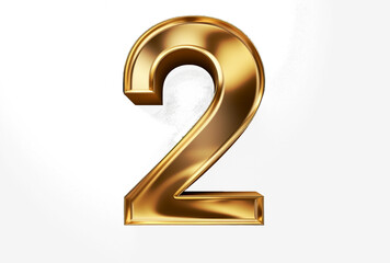 Number 2 gold on transparent background