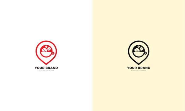 Coffee pin logo, vector graphic design
