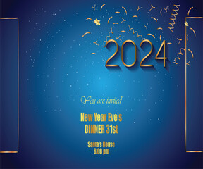 Fototapeta na wymiar 2024 happy new year background banner for your seasonal invitations festive posters.