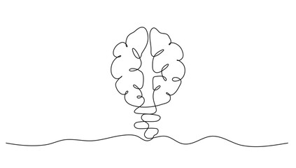 continuous lineart a light bulb half brain with creative idea