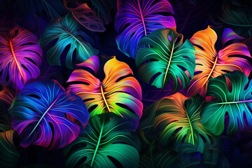 Plant and leaves background of different colors