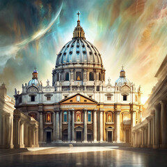 Fototapeta na wymiar Churches of Rome, Vatican - Created with Generative AI Technology
