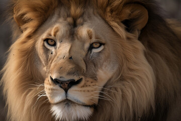 close up of a lion relaxing
