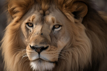 close up of a lion relaxing