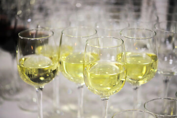 Champagne in glasses on the table