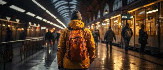 Obraz premium Rushing passengers in the tube station.