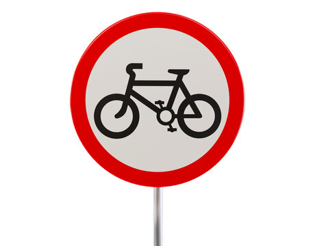 3D render of Round Bicyle road sign on a transparent background