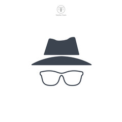 Hat and Glasses, Incognito icon symbol vector illustration isolated on white background