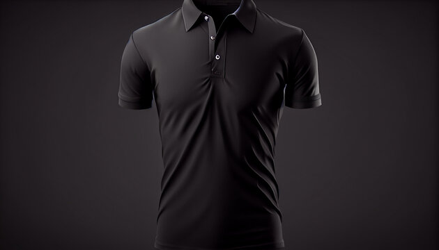 Realistic mockup of male black polo shirt, Ai generated image