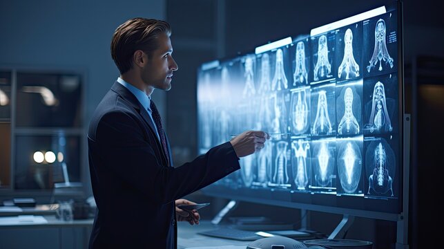 Model analyzing X-ray images, emphasizing the details and importance of diagnostics