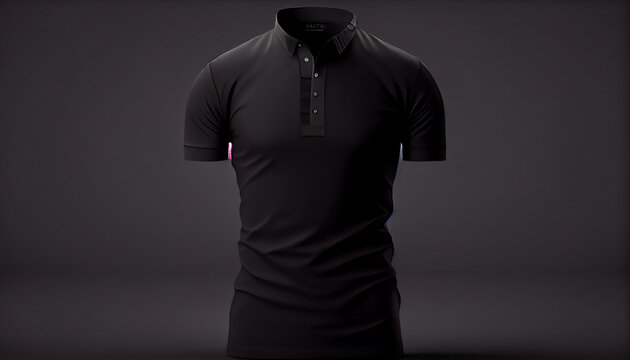 Realistic mockup of male black polo shirt, Ai generated image