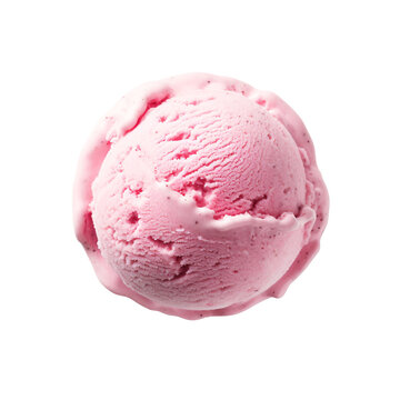  pink ice cream single ball isolated on transparent, PNG