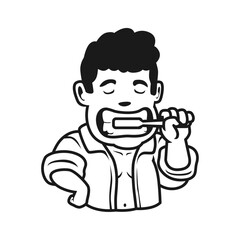 illustration of people daily activities brushing their teeth vector image