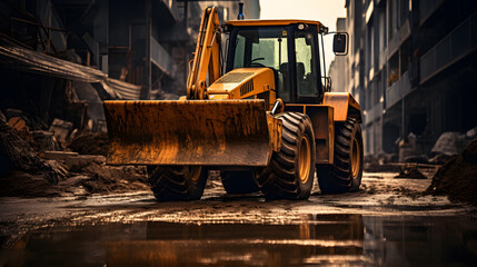 Bulldozer Power: Construction Equipment in Heavy Action