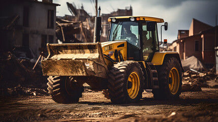 Fototapeta na wymiar Bulldozer Power: Construction Equipment in Heavy Action