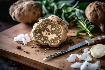 white truffle on a chefs counter - obrazy, fototapety, plakaty