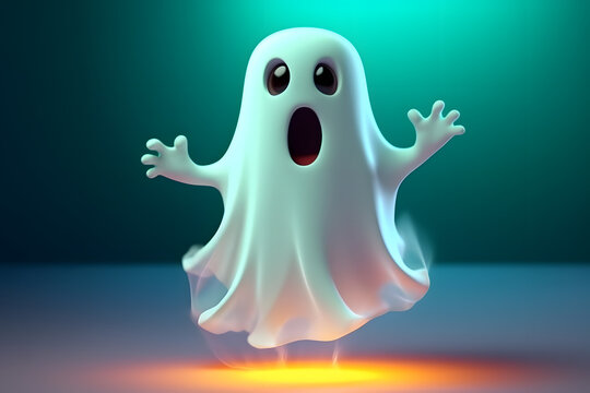 3d cute ghost Made with Generative AI