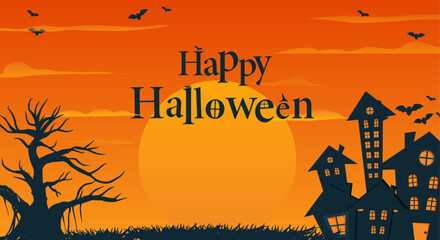 halloween background with bats in the afternoon