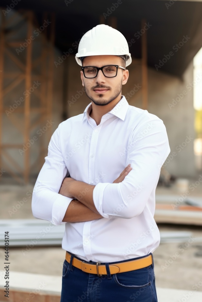 Canvas Prints portrait of a handsome young male architect working at construction site