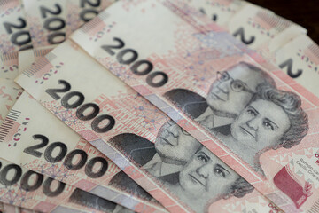 banknotes of 2000 argentine pesos 