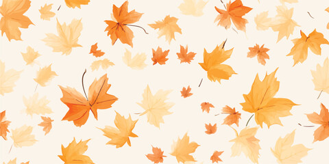 Seamless pattern with acorns and autumn oak leaves in Orange, Beige, Brown and Yellow. Perfect for wallpaper, gift paper, pattern fills, web page background, autumn greeting cards.