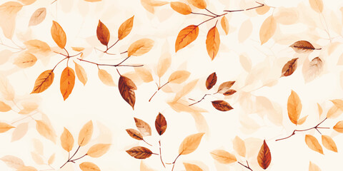 Seamless pattern with acorns and autumn oak leaves in Orange, Beige, Brown and Yellow. Perfect for wallpaper, gift paper, pattern fills, web page background, autumn greeting cards.